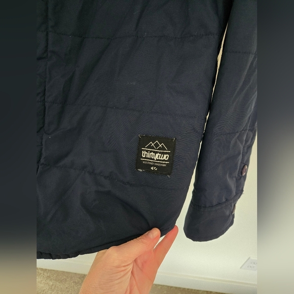 Thirty Two Men's Navy Jacket with Cordory Collar Button Front Snowboarding | S - Picture 2 of 6